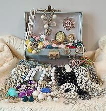 53 Pc Vintage Jewelry Lot ~ Estate Sale Finds ~ Wearable ~ 1950's - 1970's