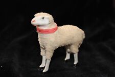 Antique 3 3/4"T  Putz Wooly Sheep  - Composition Face w Stick Legs Germany AS IS