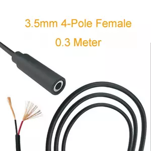 1 pieza Nuevo 30 cm 3,5 mm 4 polos hembra conector audio cable auxiliar 4 cables hágalo usted mismo cable coleta - Imagen 1 de 5