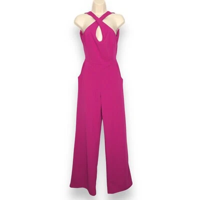 Mono Crystal Sky Fucsia Rosa Caliente Cuello Halter S Cruzado Delantero Pierna Ancha Foto 1 de 4