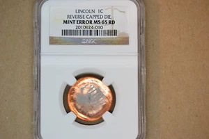 Lincoln Cent- Reverse Capped Die- NGC MS-65 RD. Dramatic Error!! - Picture 1 of 5