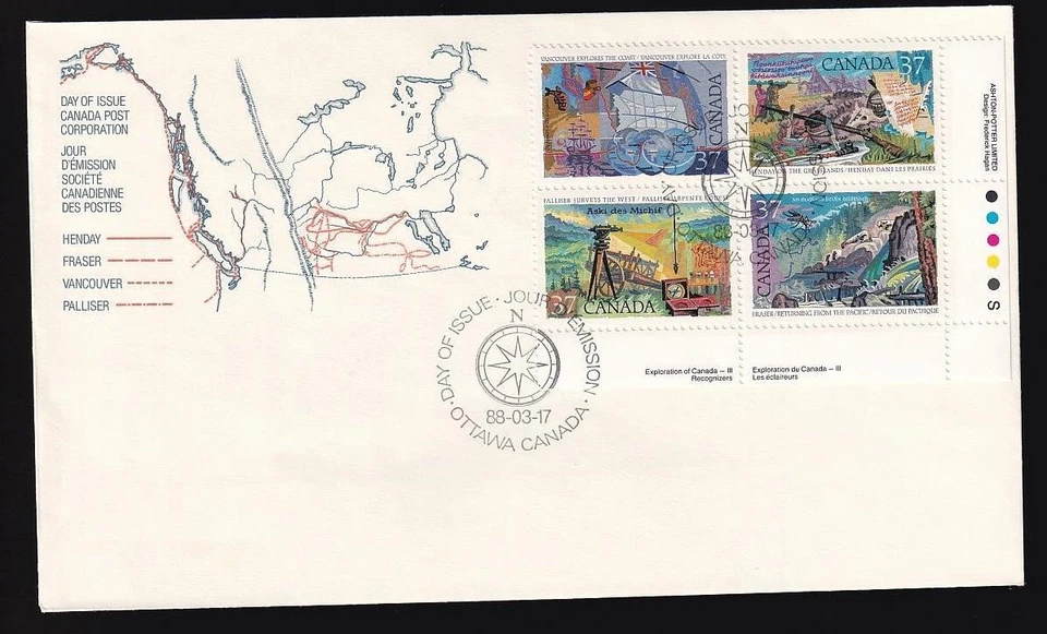 Canada OFDC 1988 Exploration Recognizers, LR PB sc#1202a [v2] - Image 1 of 1