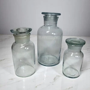 Clear Glass Apothecary Jars With Lids - Set of 3 - Picture 1 of 16