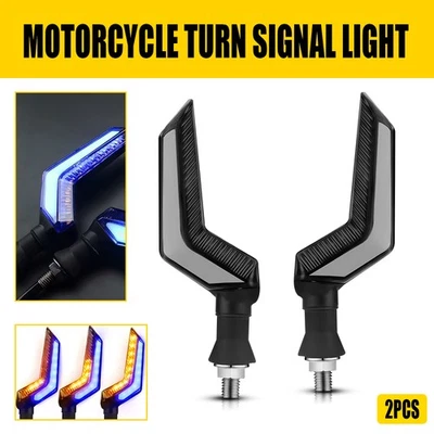 2x Luces indicadoras intermitentes LED fluidas para motocicletas azul ámbar Foto 1 de 4
