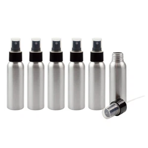 2oz Aluminum Spray Bottles w/ Black Fine Mist Atomizer Sprayers 6pk, Metal - Picture 1 of 9