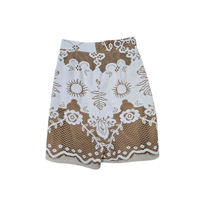 Pantalones Cortos Beatrice Para Mujer XS Marrón Blanco Encaje Superposición tiro alto Sol Estampado Floral Foto 1 de 4