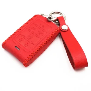 For 2022 2023 Jeep Grand Wagoneer Cherokee Red Leather 6 Buttons Key Fob Cover - Picture 1 of 5