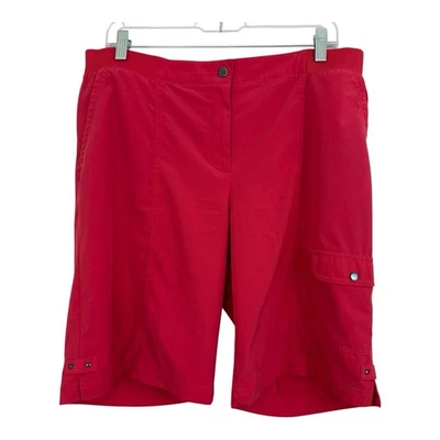 Pantalones Cortos ZENERGY by CHICO’S Talla 2 Rojo Poliéster Bolsillos Abertura Lateral Detalle de Tachuelas Foto 1 de 4