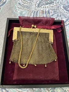 WOW Estate Art Deco Purse Mesh Chain mail Gold Wash Over Marked SILVER - Picture 1 of 8