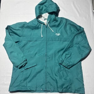 Chaqueta cortavientos vintage Perry Ellis America para hombre talla L azul aguamarina logotipo capucha - Imagen 1 de 6