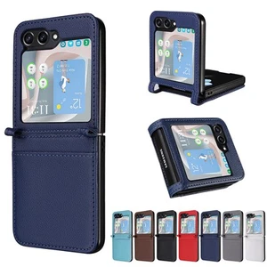 Case for Samsung Galaxy Z Flip 6 5 4 3 Leather Card Holder Phone Cover - Picture 1 of 19