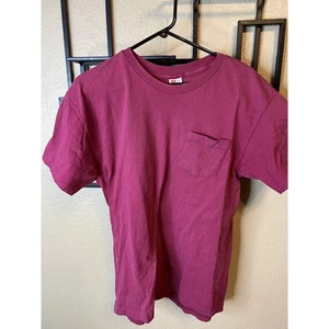 T-shirt vuota vintage anni 90 Hanes USA punto singolo tasca. Rosso. Uomo L SPEDIZIONE VELOCE - Foto 1 di 6