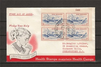 New Zealand 1957 FDC Glenelg King George Memorial Health Camp official cover 4st - Image 1 of 2