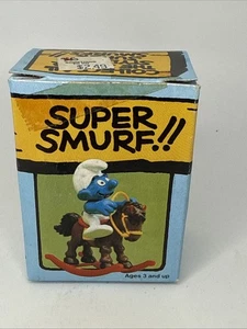 SMURF FIGURE Super Smurf Rocking Horse Peyo Schleich - Picture 1 of 11