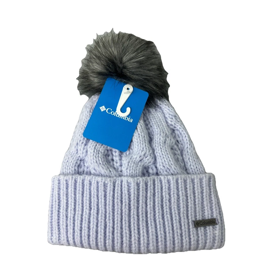 Columbia Women's Boundless Days Cable Knit Pom Beanie O/S Snowdrift-Lavender