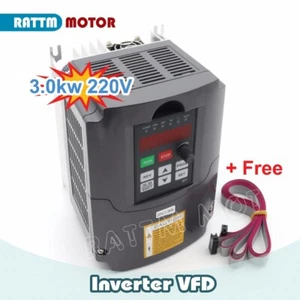 3KW Variable Frequency Drive VFD Inverter 220V 4HP Output 3 Phase 13A&2M Cable - Picture 1 of 6
