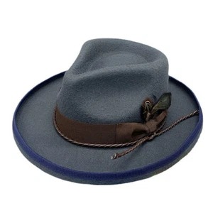 Vintage Fedora Firm Wool Felt Panama Hat Classic Rancher for Men Women Wide Brim - Picture 1 of 12