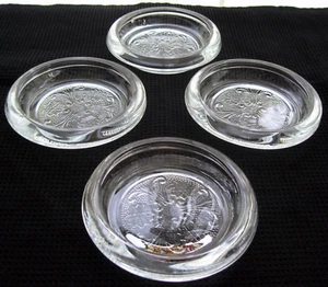 Tiara Indiana Glass 4 Clear Sandwich Coasters - Picture 1 of 6