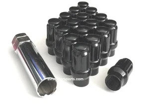 27x SPLINE ET EXTENDED THREAD TUNER LUG NUTS 12X1.5 BLACK FIT TOYOTA HONDA ACURA - Picture 1 of 3