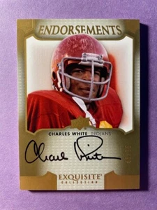 SIGNED CHARLES WHITE CERTIFIED 2011 UD FOOTBALL EXQUISITE COLLECTION - 45/75 - Picture 1 of 2