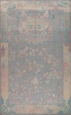 Transitional Oushak Floral Blue Area Rug 10x13 Handmade Wool Turkish Carpet - Image 1 of 4