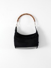 Gucci diana bag with bamboo handle, black nylon satchel purse