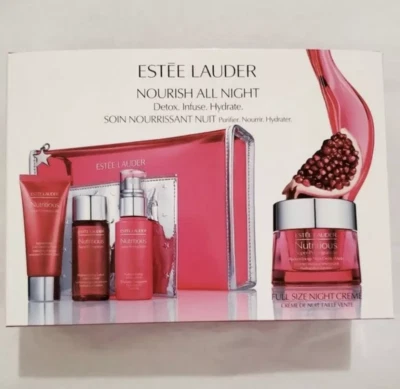 Estee Lauder Nutritious Super-Pomegranate Nourish Juego Toda la Noche: Juegos de 5 piezas-NUEVO EN CAJA Foto 1 de 3