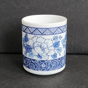 Vintage Porcelain Toothpick Match Holder Floral Blue White Art Pottery Sake Cup - Picture 1 of 10