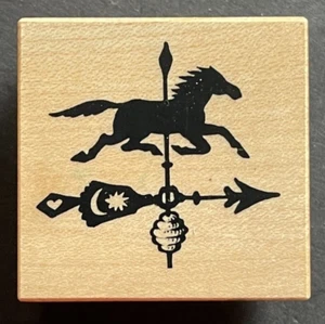 Weathervane Horse Weather Measuring Tool Instrument PSX E1473 Wood Rubber Stamp - Picture 1 of 3