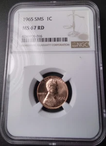 :1965 SMS 1C LINCOLN CENT NGC MS-67-RD BRIGHT-SHINE-RED LOW-POP HIGHEST-GRADES  - Picture 1 of 2