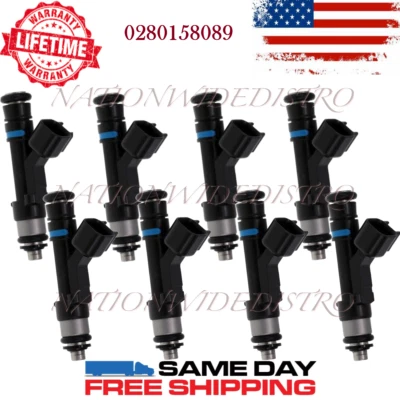 8x OEM Bosch Fuel Injectors for 2006-2011 Lincoln Town Car 4.6L V8 0280158089 - Image 1 of 4