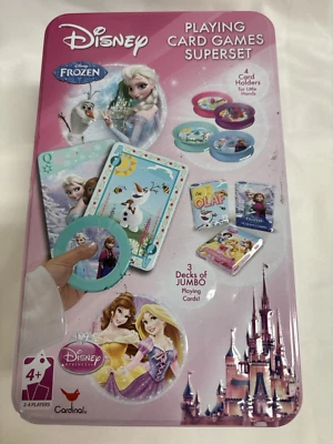Disney Frozen Juegos de Cartas Superset 3 Barajas Jumbo Almacenamiento Tin Cardinal Foto 1 de 4