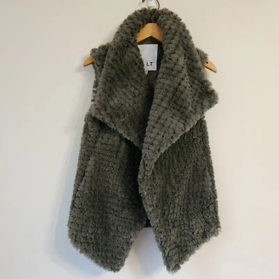 NVLT Anthropologie Chaleco Abierto de Piel Sintética Verde Musgo Mujeres XS/TP Acogedor Informal Foto 1 de 4