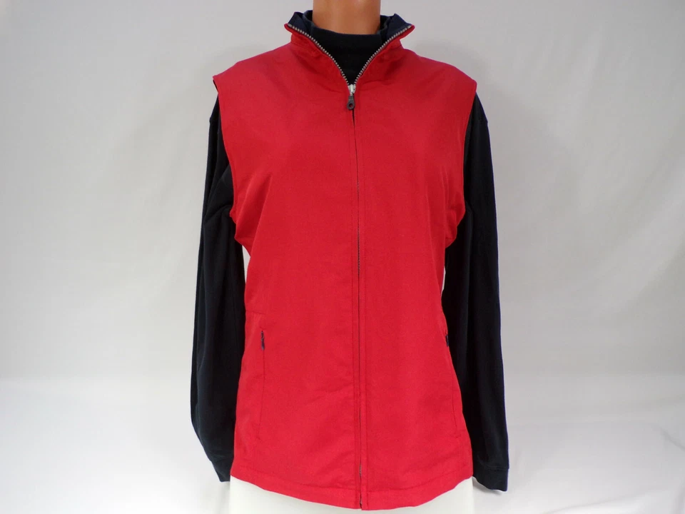 Chaleco Chaqueta Cutter & Buck Vintage Mujer Medio Rojo Óxido Frontal Cremallera Bolsillos Forrados y Foto 1 de 4