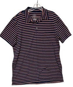 MENS POLO ST JOHN’S BAY Super Soft CLASSIC FIT BLUE/PINK STRIPED Pocket - Picture 1 of 6