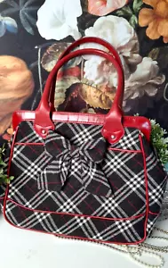 NESS Scotland Leather & wool grab bag handbag STEAMPUNK edgy Tartan large SKULL - Picture 1 of 12