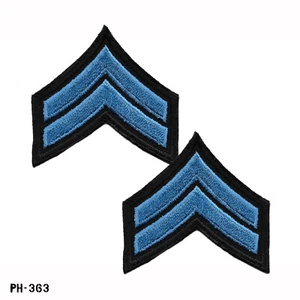 Corporal Chevron Sleeve Rank Patches, Pair ~ Black/Blue ~ NEW ~ Gemsco USA - Picture 1 of 1