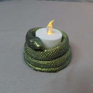 SNAKE Tealight Candle Holder Gold Chameleon Resin Halloween Goth Serpent Wicca - Picture 1 of 8