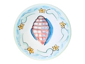 Cuenco de sopa Bella Ceramica DELRAY Aqua pintado a mano náutico concha marina playa cupé - Imagen 1 de 8