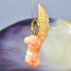 Pendant Greek Torso with Wings Carved Shell & Gold Vermeil Sterling Silver 7.18g