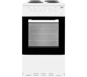 Beko KS530W 50cm Free Standing Electric Cooker with Solid Plate Hob A White - Picture 1 of 5