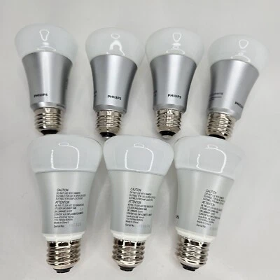 7 Pack Philips Hue White LED Smart A19 Bulb Soft White 600 Lumen - 7pc Lot USED - Image 1 of 4