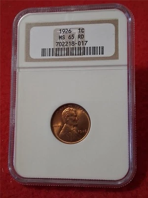1926  LINCOLN WHEAT BACK CENT NGC MS 65 RD        OLD HOLDER             #DRF-27 - Image 1 of 4