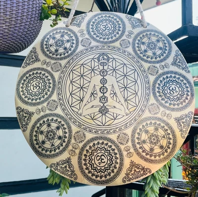 Seven Chakra Carved Tibetan Gong - Sound Healing - Blessed gong-Sound Bath - Image 1 of 4