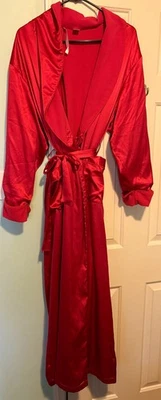 Victoria’s Secret Red Satin Robe Fleece Lined M /L Long Belted Pockets VTG Cozy - Image 1 of 4