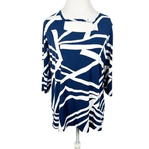 Clara Sun Woo Blue Artsy Liquid Knit Top Size S Chic Tunic Lagenlook Slinky - Picture 1 of 7