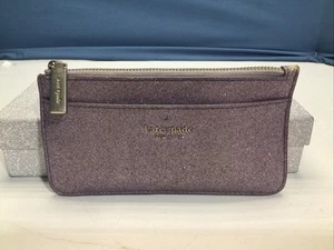 Kate Spade Boxed Large Slim Glitter Card Holder NWT Lilac Frost - Picture 1 of 17