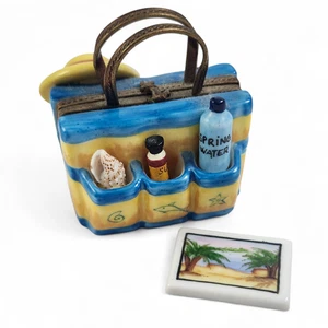 Rochard Limoges Frankreich Strandtasche Schmuck Pillendose Peint Main Porzellan - Bild 1 von 4