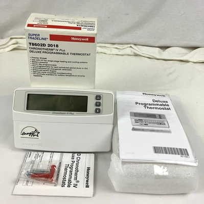 Honeywell T8602D 2018 Chrontherm IV Deluxe Programmable Thermostat NOS - Image 1 of 4