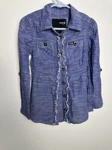 Hurley Girls Ruffled Shirt Dress – Blue – Size 4 – Used - Picture 1 of 3